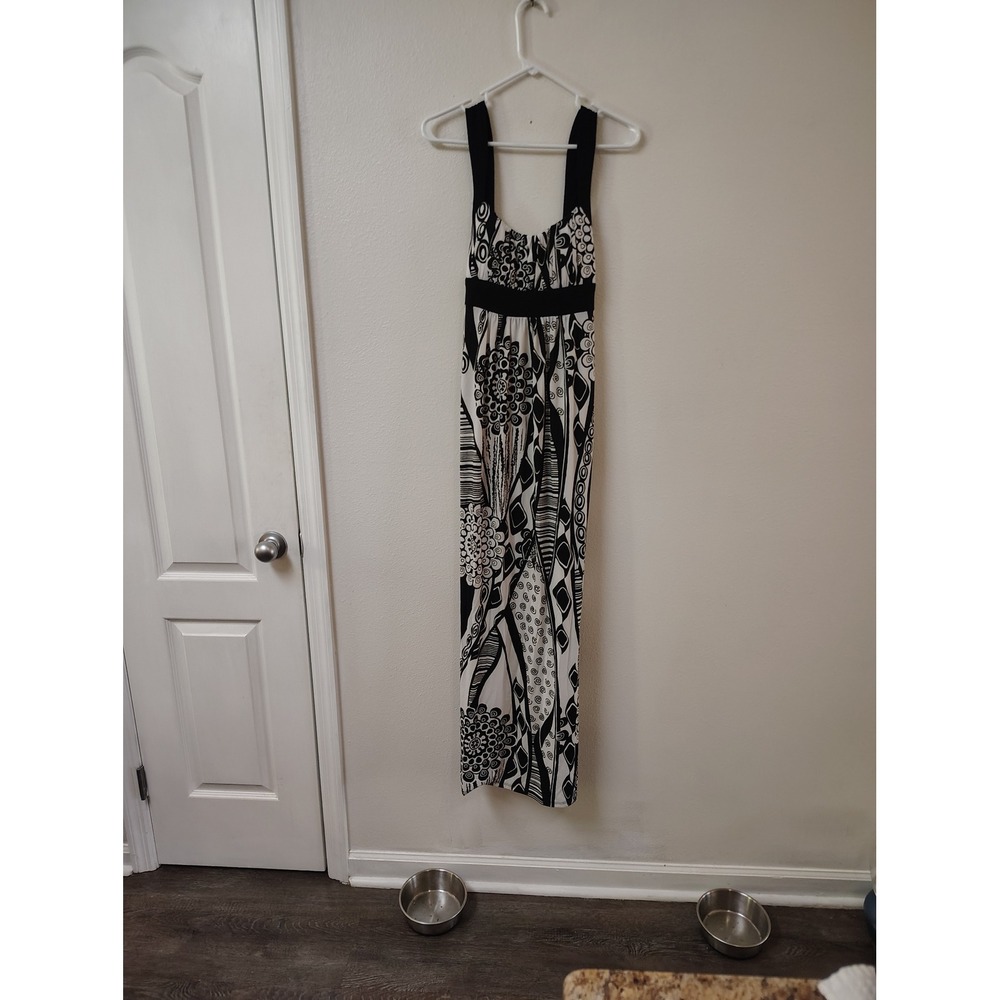 B. Darlin Womens Black White Abstract Floral Maxi Dress Size 11/12 X51S4255